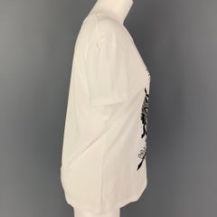 CELINE Size S White Black Cotton Graphic Short Sleeve T-Shirt