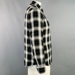 CELINE Size XXL Black White Plaid Viscose Cotton Button Down Long Sleeve Shirt