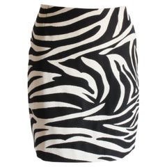 Celine Skirt Zebra Stripe Print Wool Phoebe Philo Sz 42 