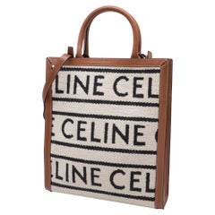 Celine Small Cabas Logo All Over Vertical Tote Bag in Brown Canvas