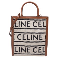 Celine Small Cabas Logo All Over Vertical Tote Bag in Brown Canvas