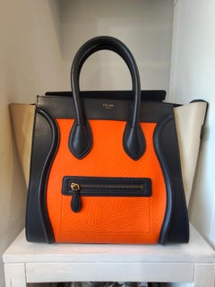 Celine small luggage trapeze tricolor leather handbag