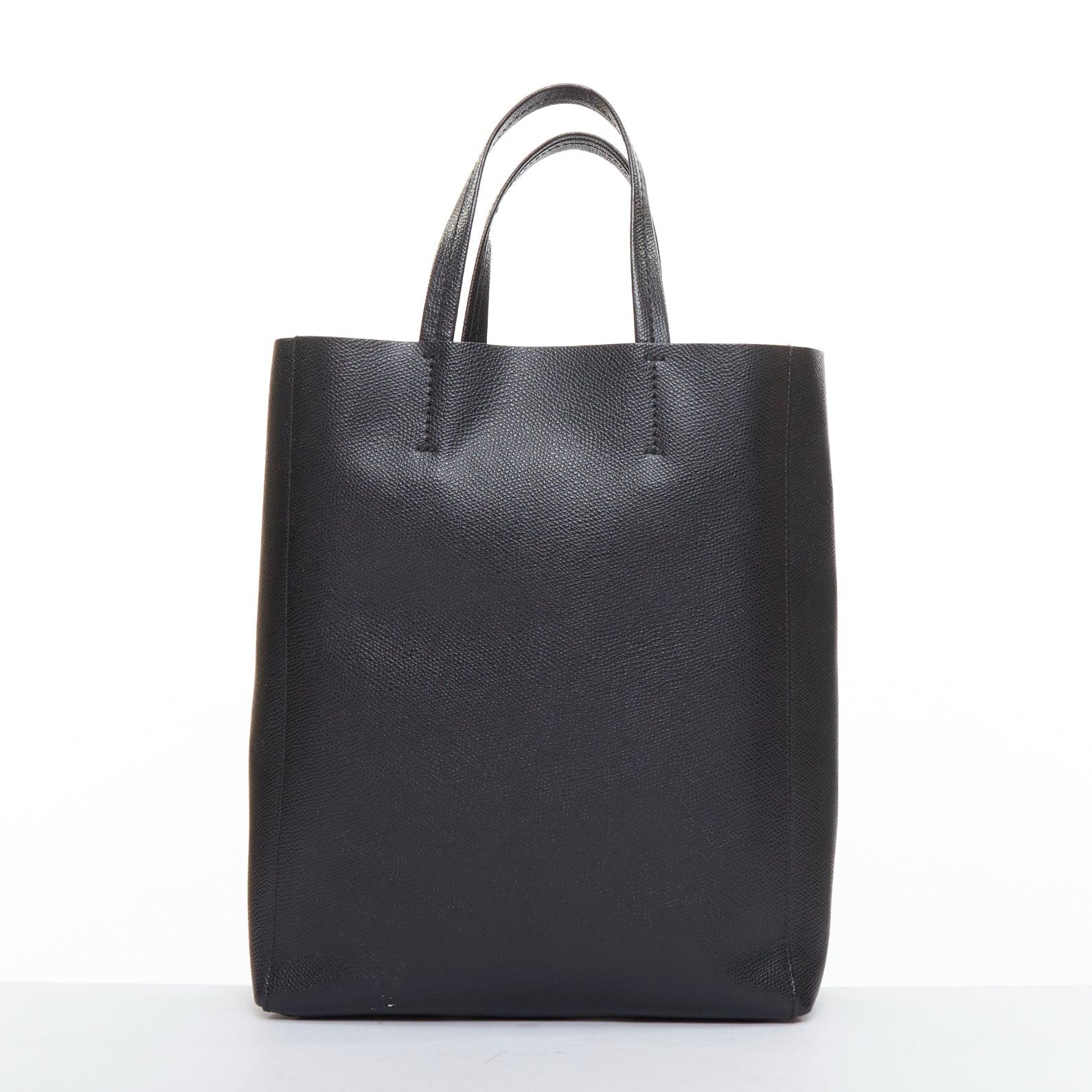 CELINE Small Vertical Cabas schwarzes genarbtes Kalbsleder Crossbody-Tasche Damen im Angebot