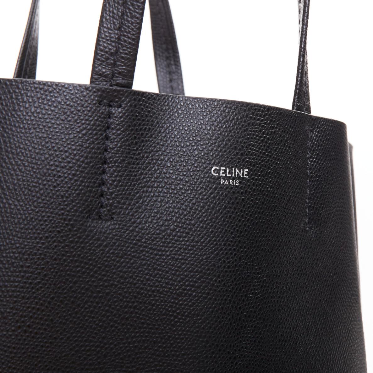 CELINE Small Vertical Cabas schwarzes genarbtes Kalbsleder Crossbody-Tasche im Angebot 2