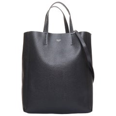 CELINE Small Vertical Cabas schwarzes genarbtes Kalbsleder Crossbody-Tasche