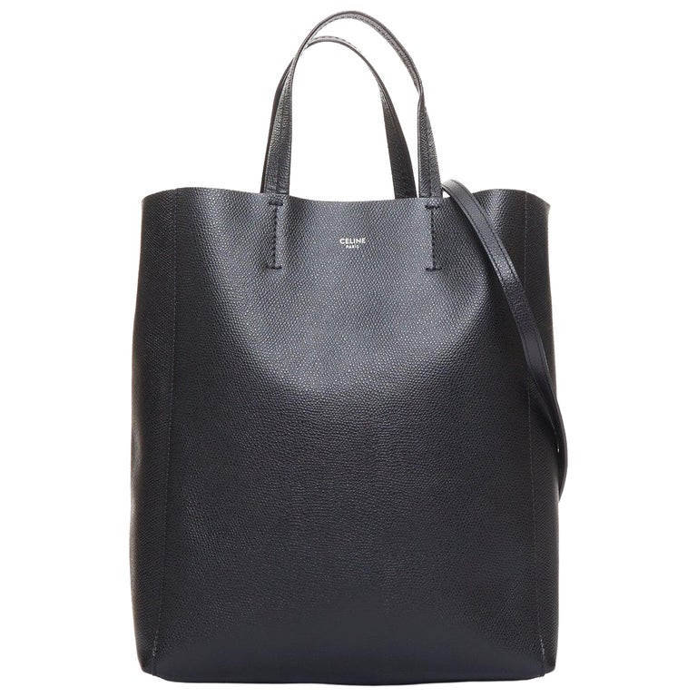 Celine Small Vertical Cabas sac cabas en cuir de veau grainé noir