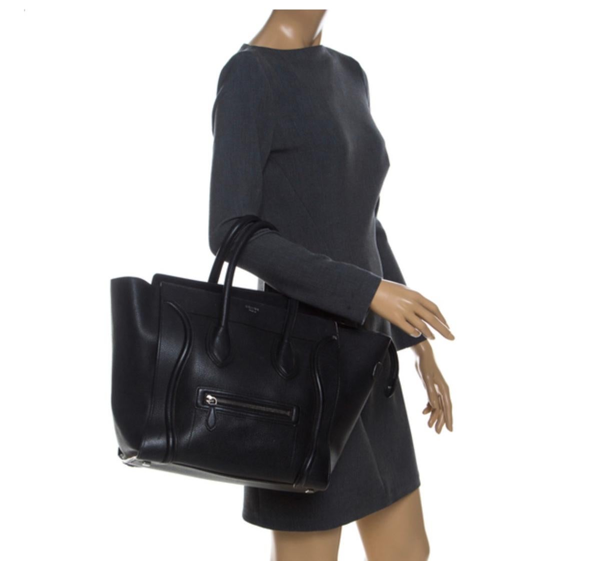  Celine Smooth Black Calfskin   Luggage  Handbag, Excellent Condition 4