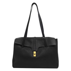 Celine Soft 16 Bag Large Black Grained Calfskin Leather