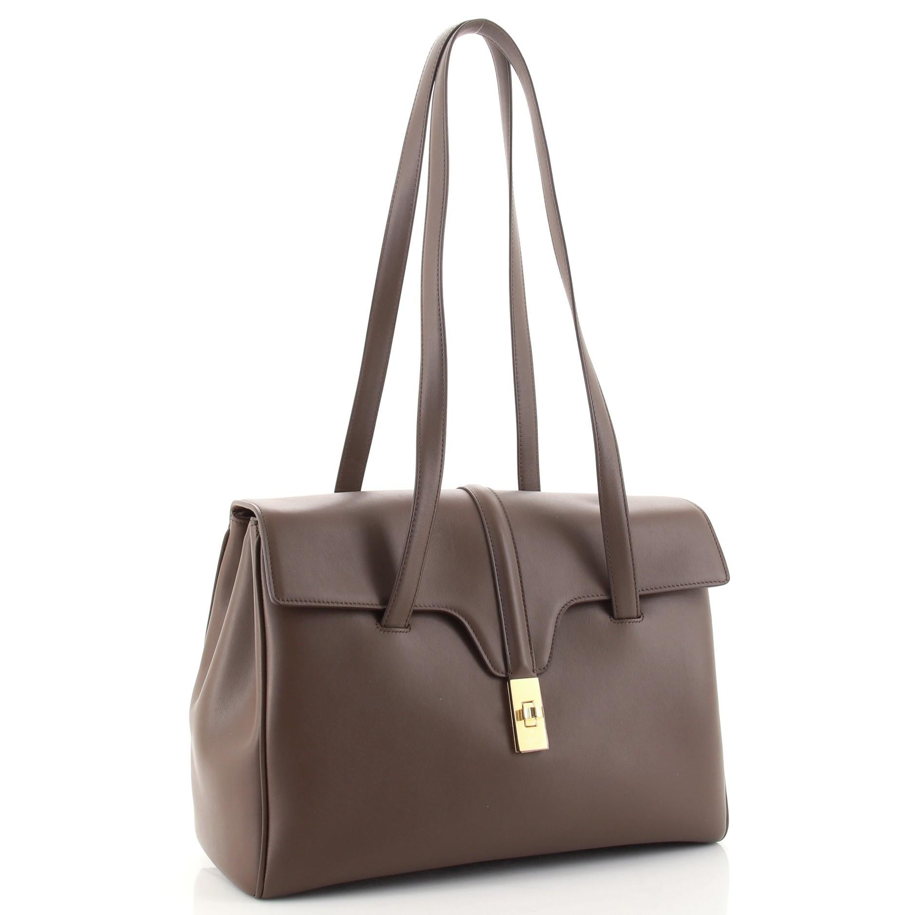 Tasche Soft 16 aus glänzendem Kalbsleder Medium (Schwarz)