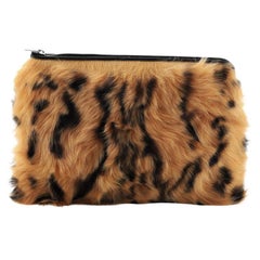 Celine Solo Clutch Printed Faux Fur Small