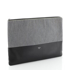 Celine Solo Clutch Striped Canvas and Leather Large