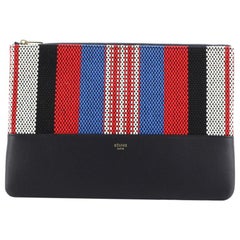 Celine Solo Clutch Striped Canvas and Leather Small