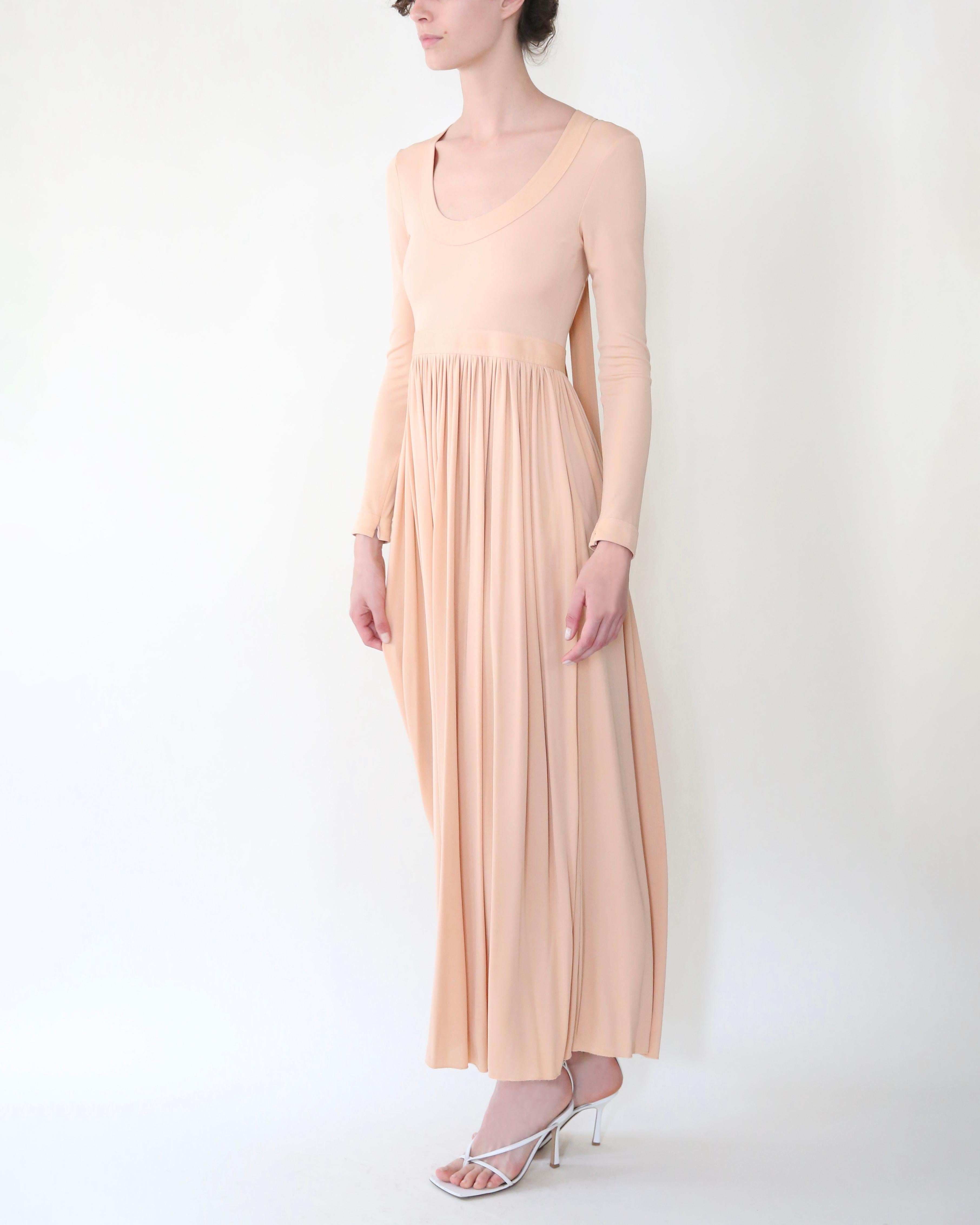 Celine Spring 2016 Phoebe Philo peach open back tie neck dress XS-S In Good Condition For Sale In Milano, Lombardia