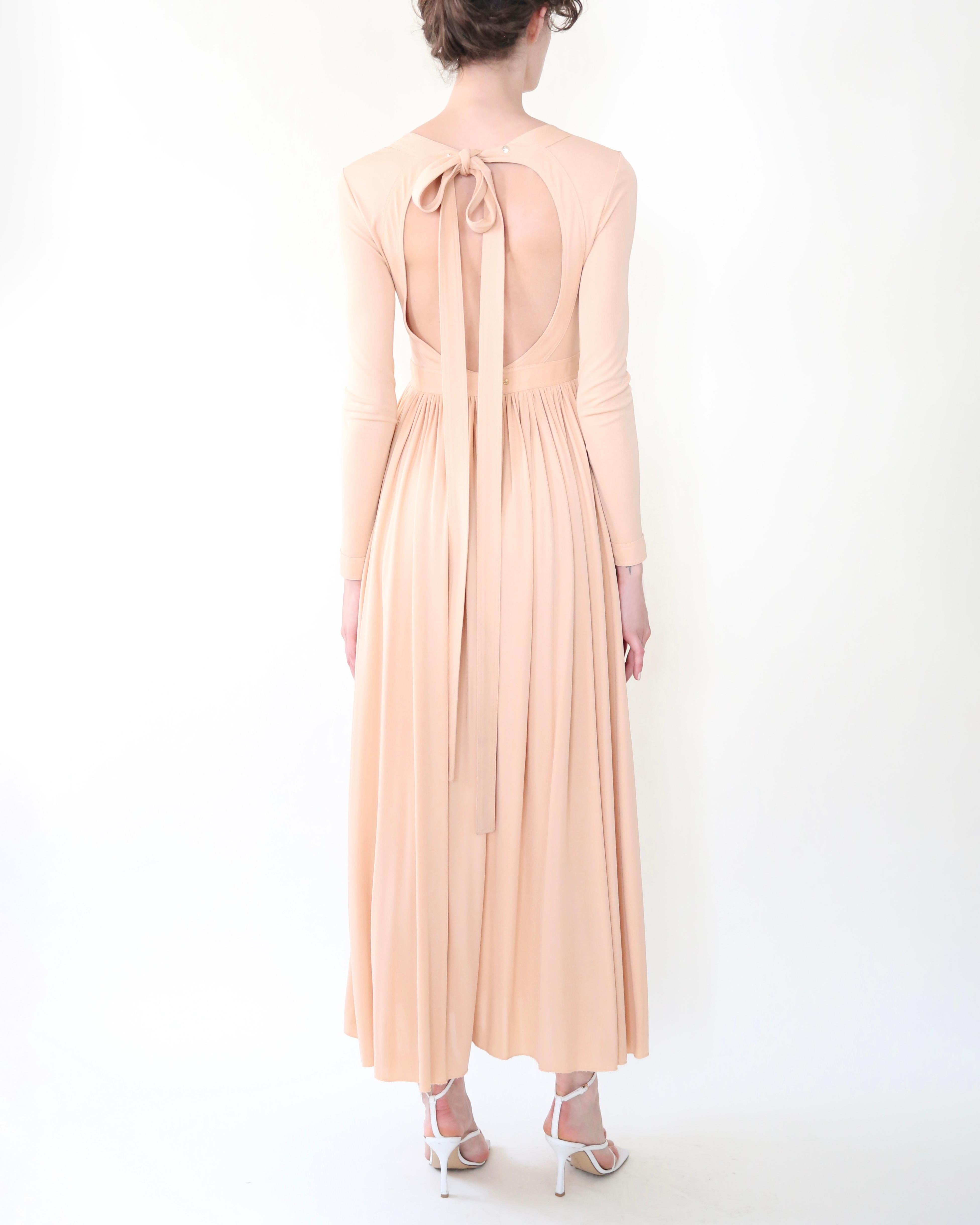 Celine Spring 2016 Phoebe Philo peach open back tie neck dress XS-S For Sale 2