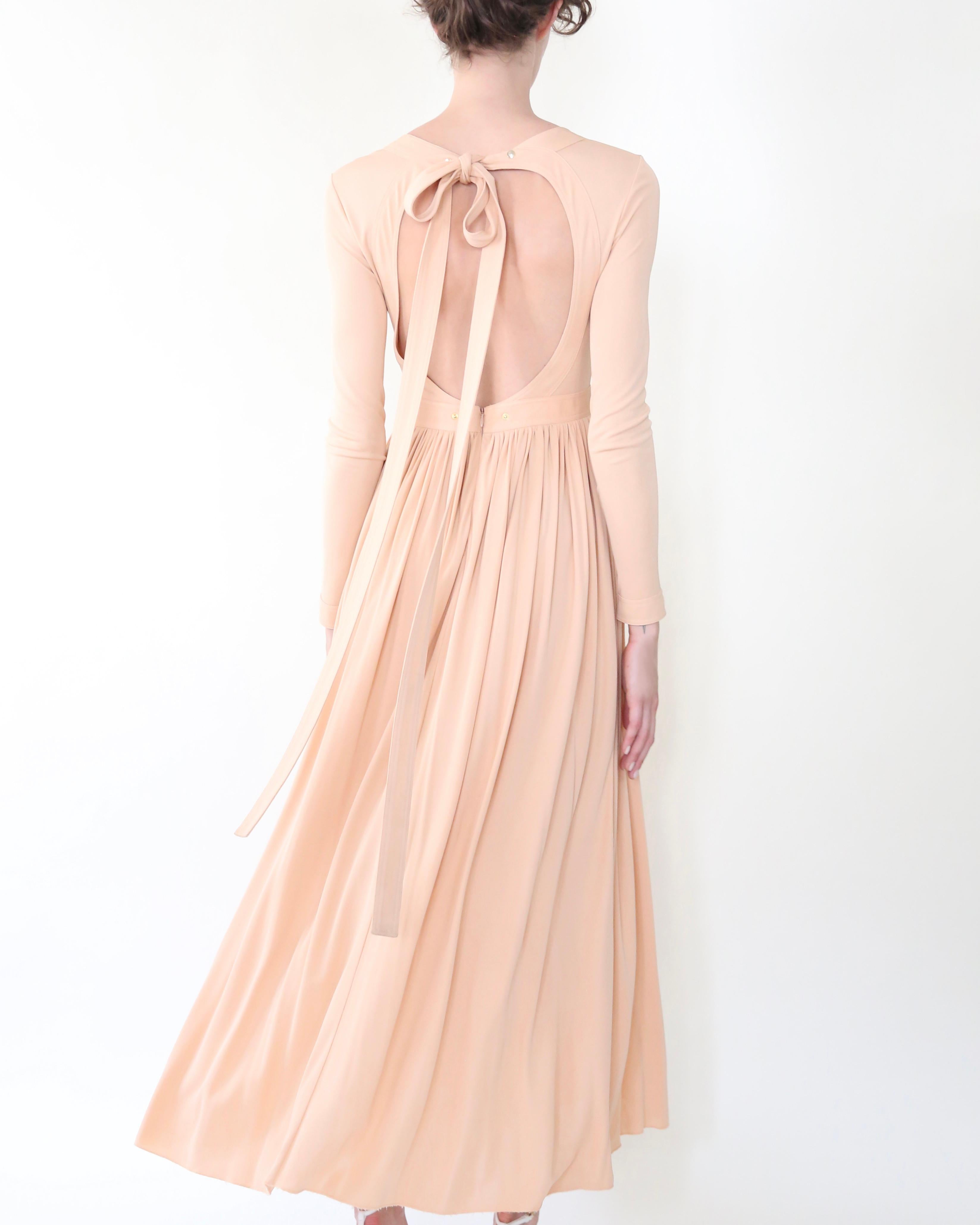 Celine Spring 2016 Phoebe Philo peach open back tie neck dress XS-S For Sale 3