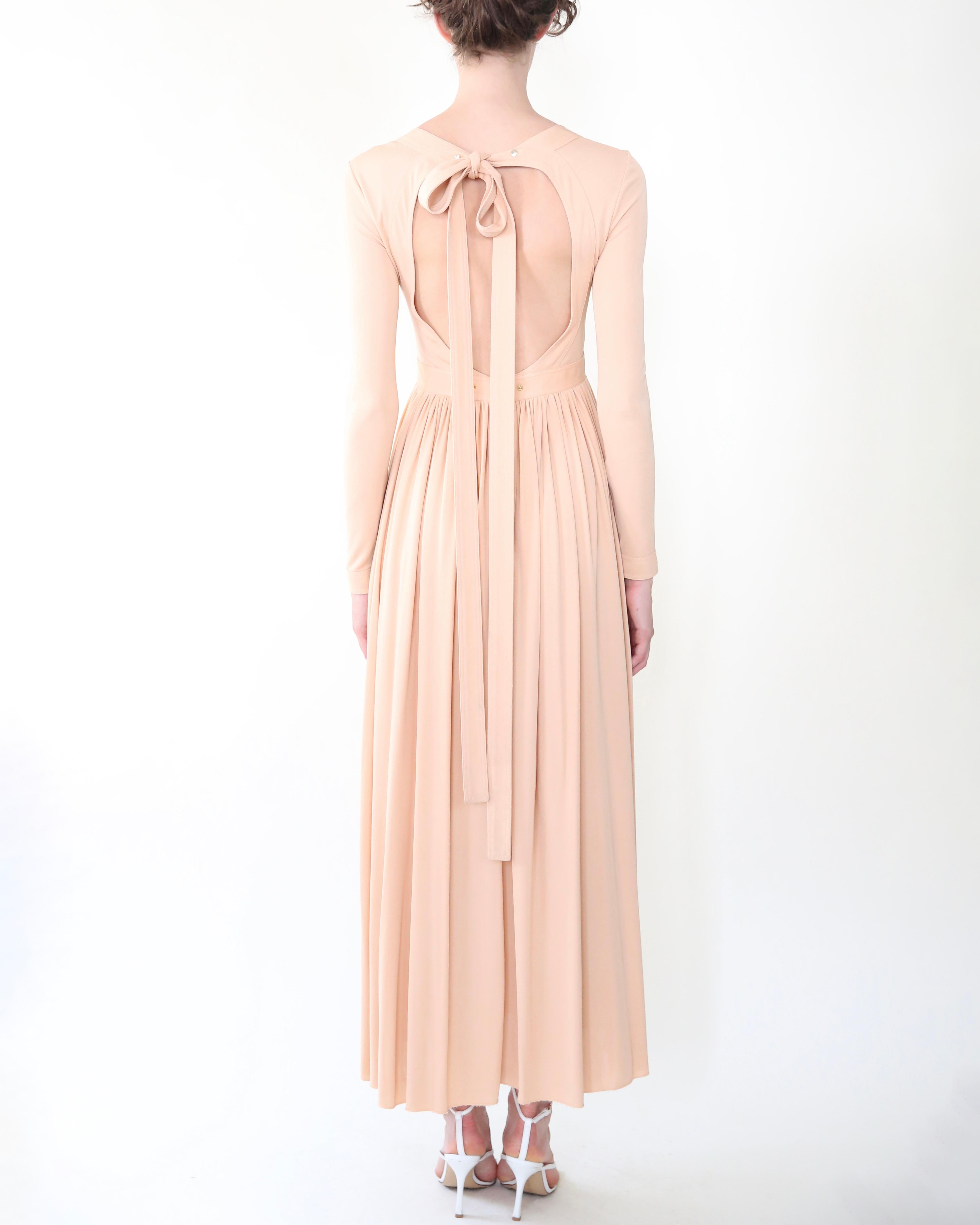Celine Spring 2016 Phoebe Philo peach open back tie neck dress XS-S For Sale 4