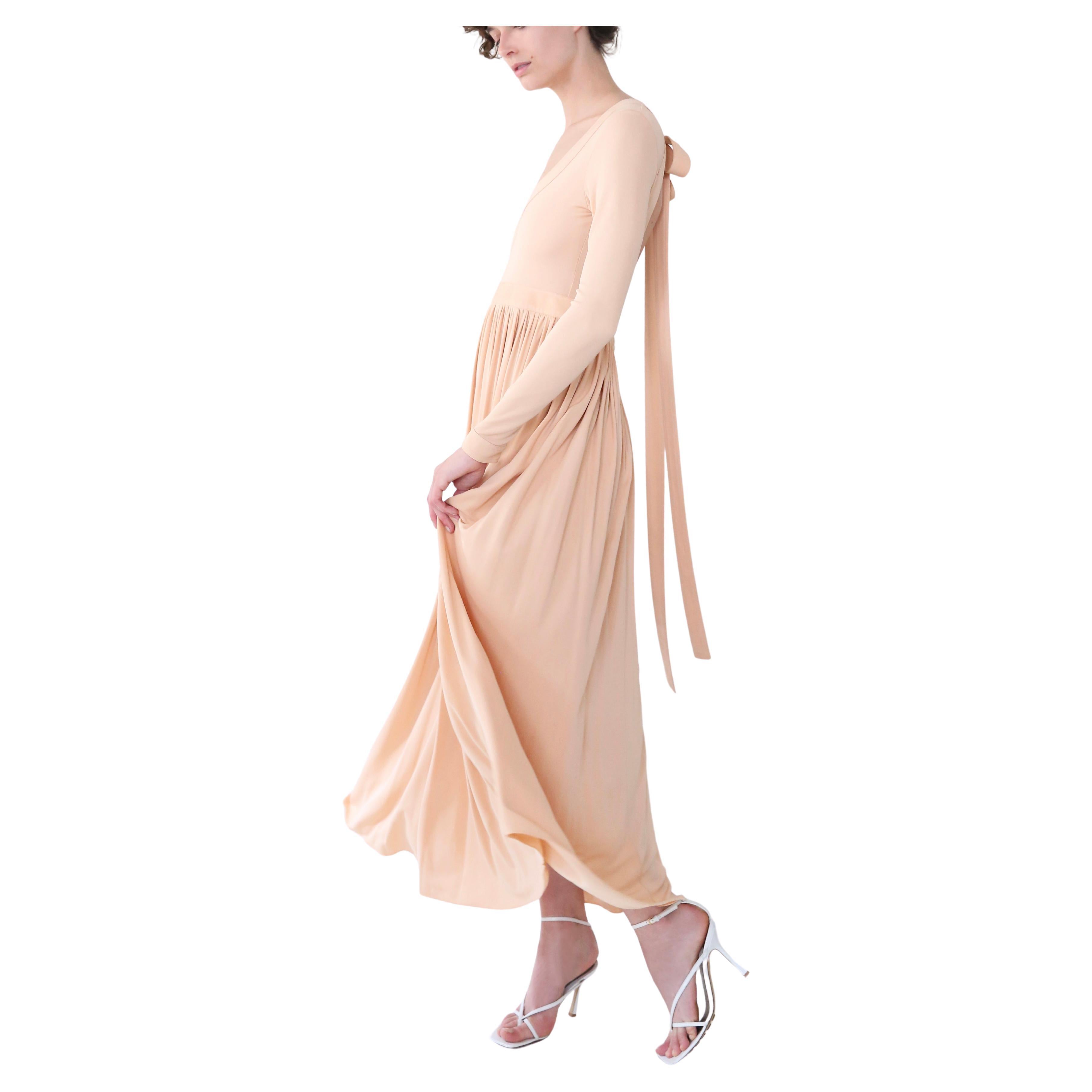 Celine Spring 2016 Phoebe Philo peach open back tie neck dress XS-S For Sale