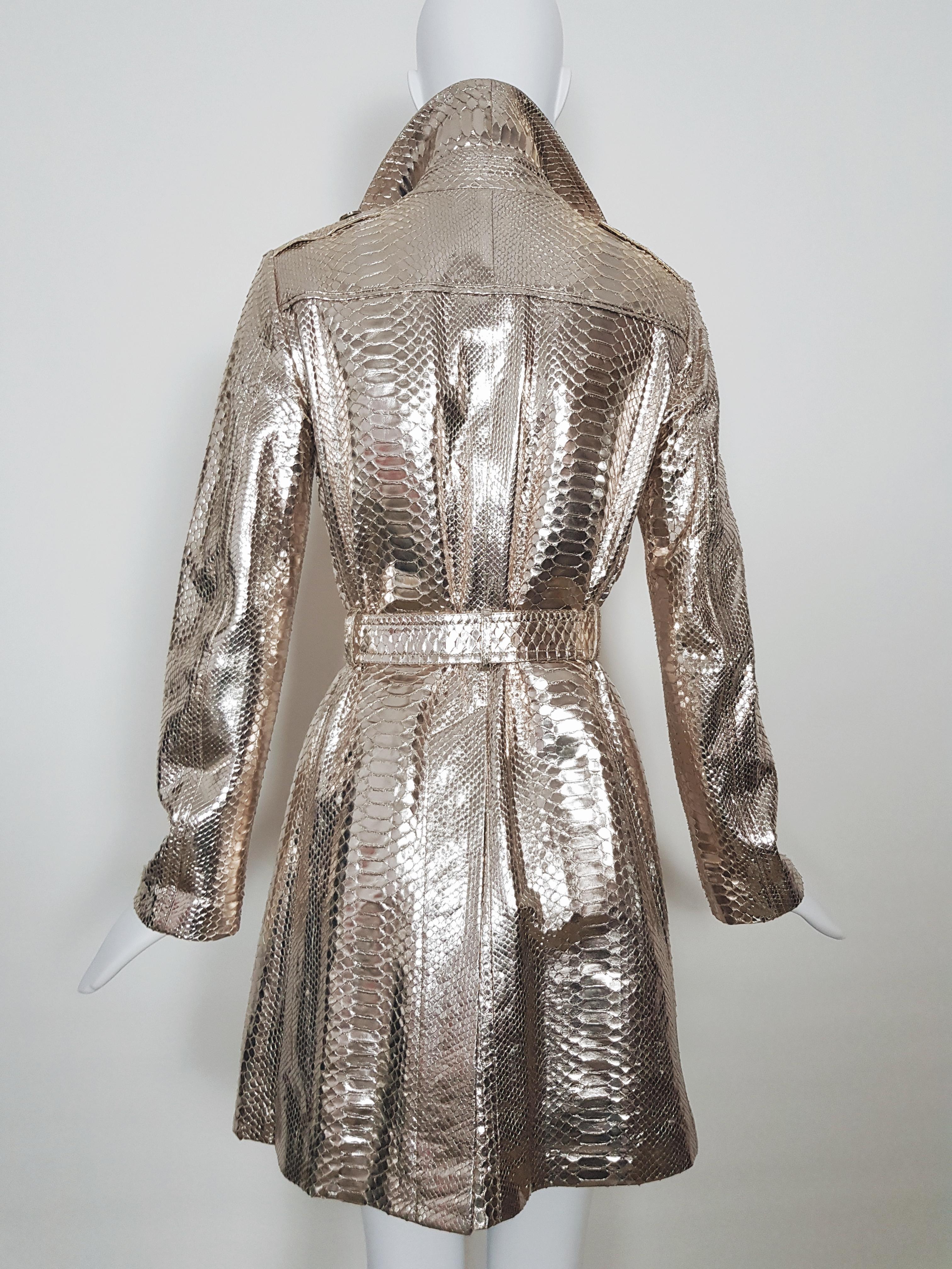 Women's CÉLINE SS 2007 runway silver python Trench Coat