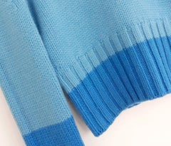 Celine SS00 Pull en cachemire bleu à blocs de couleurs