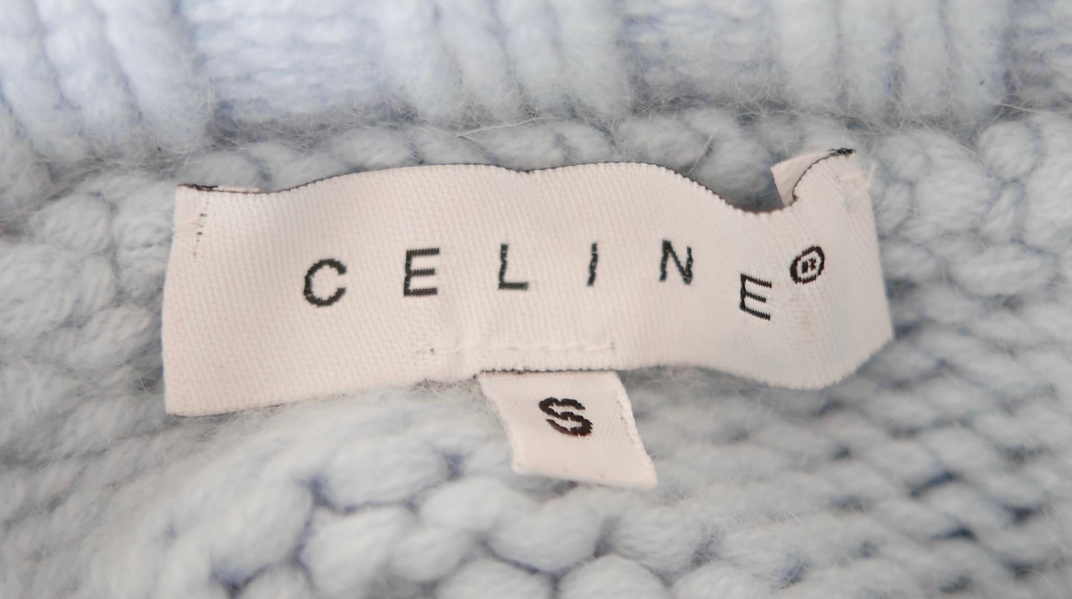 Celine SS00 Blauer Kaschmirpullover mit Farbblockmuster im Angebot 1