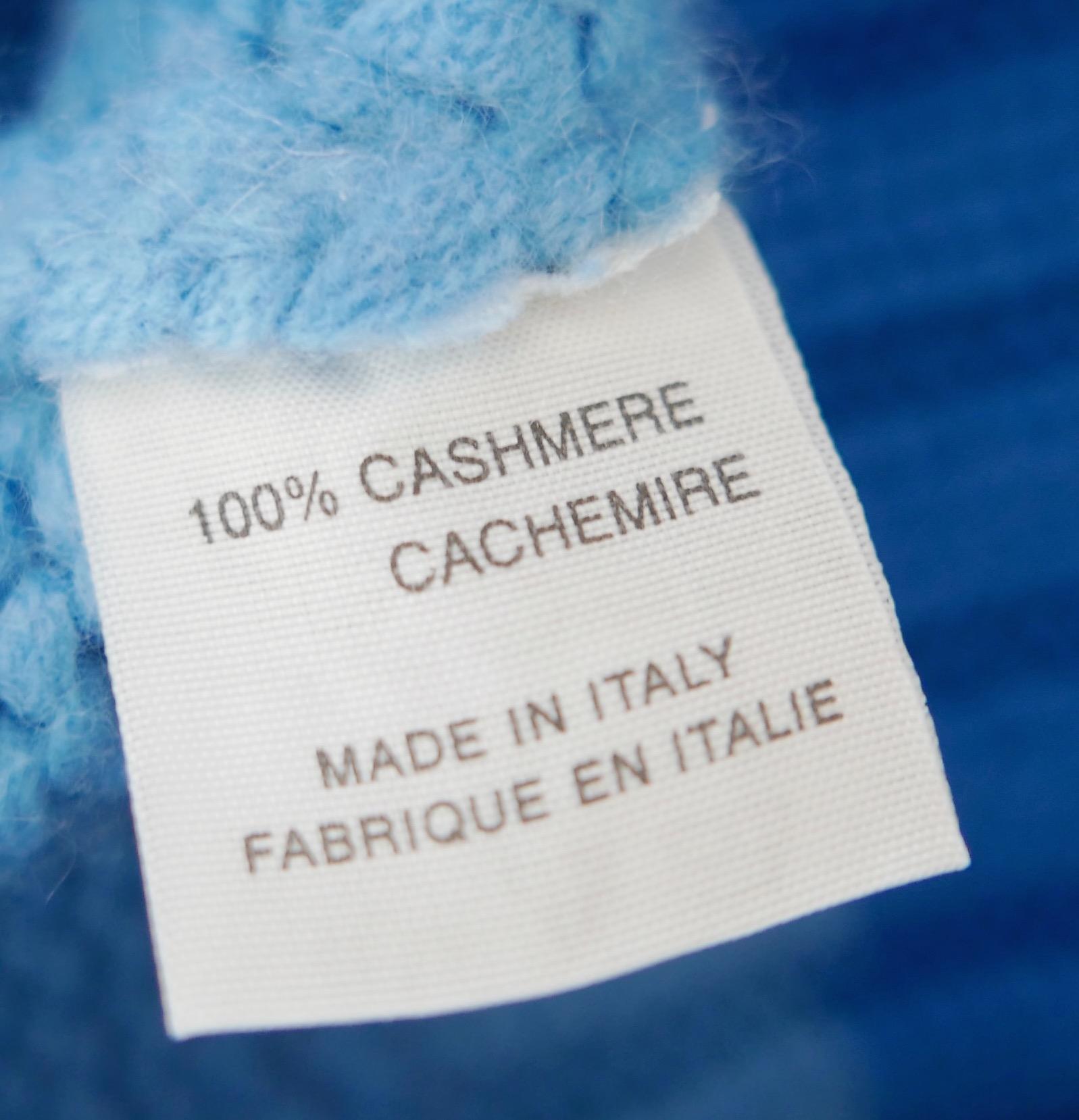 Celine SS00 Blue Colour Block Cashmere Sweater For Sale 2