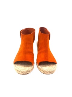 CÉLINE SS16 Burnt Orange Suede Espadrille Wedge Sandals Size 38