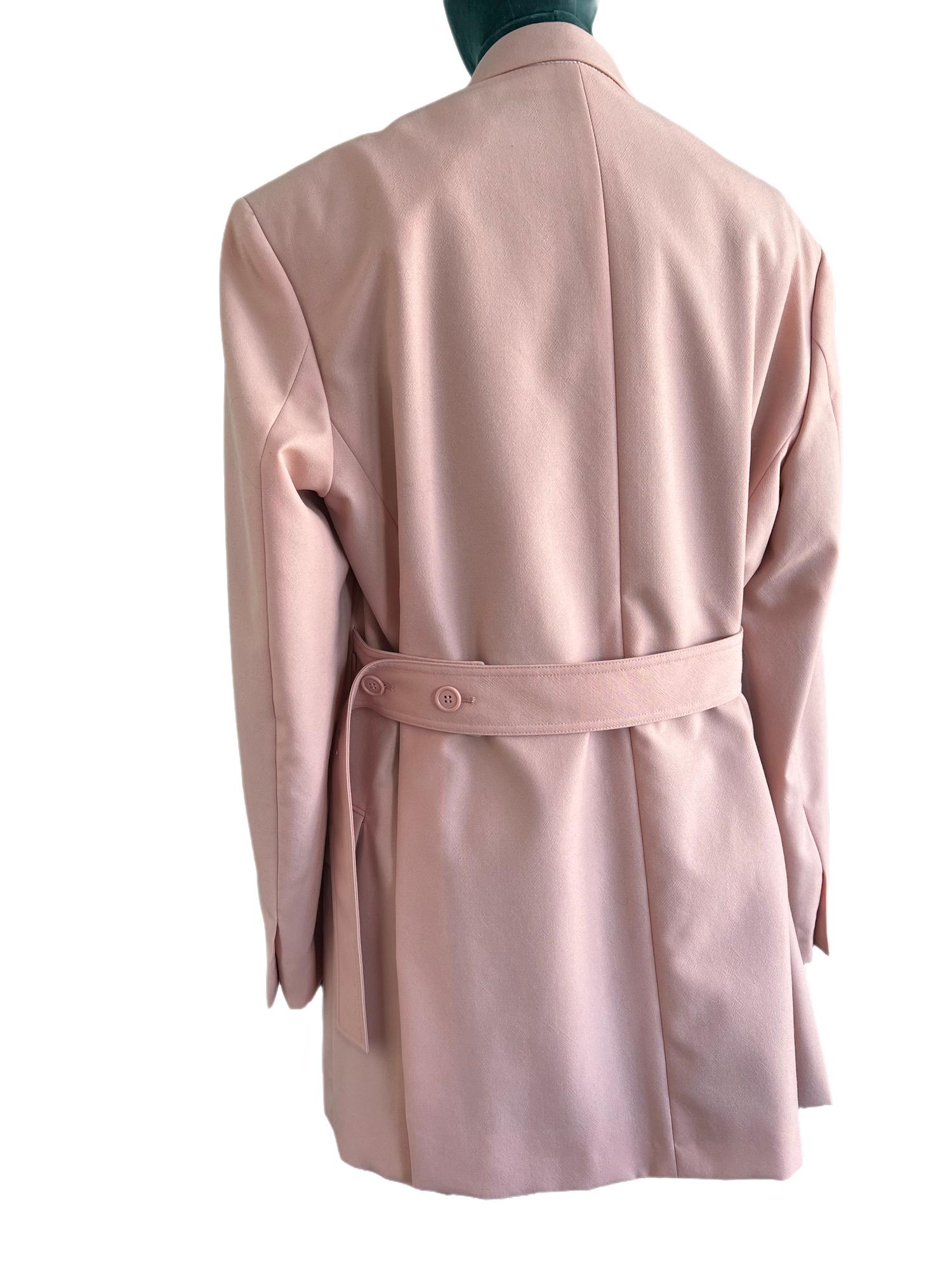 Beige Celine SS18 Phoebe Philo Pink Belted Blazer For Sale
