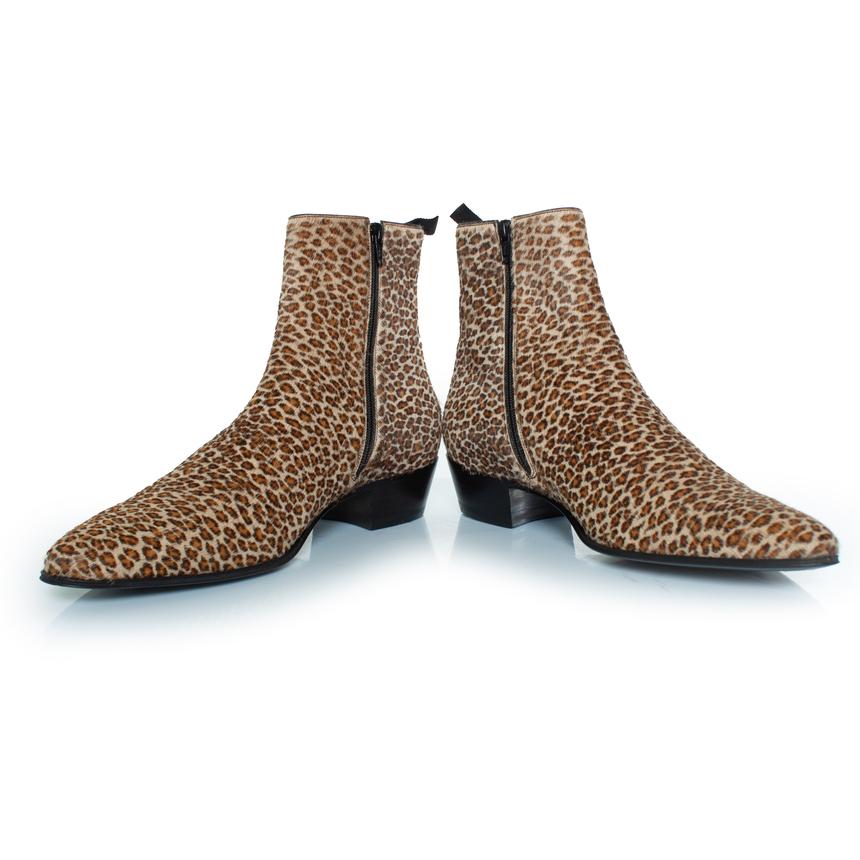 Marrone Celine, stivali leopardati in pelle di vitello SS19 in vendita