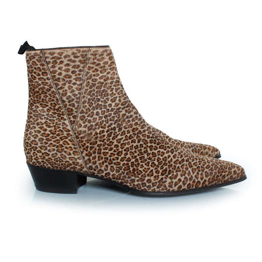 Uomo Celine, stivali leopardati in pelle di vitello SS19 in vendita