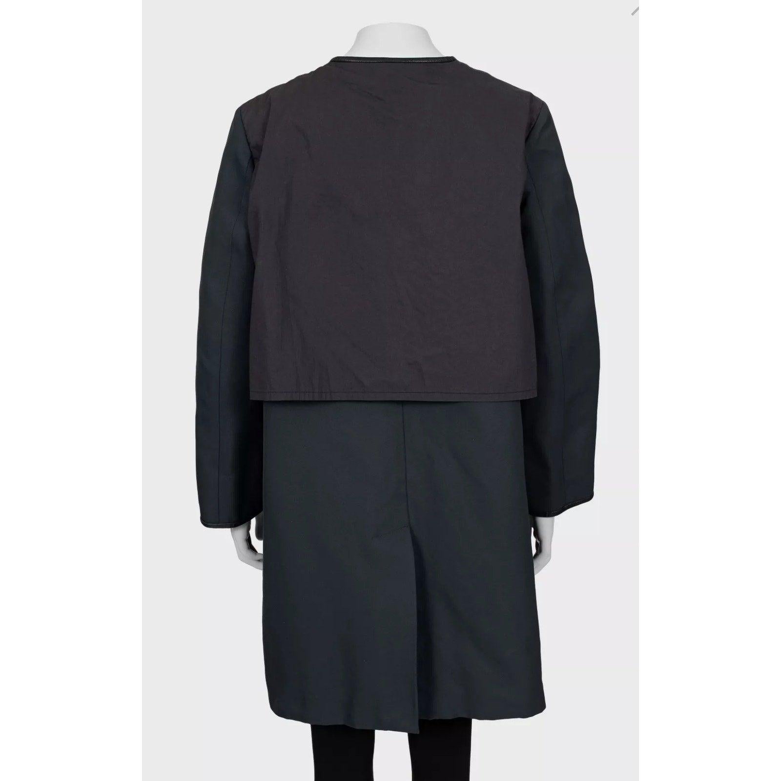 Nero Celine Cappotto Part One in pelle dal taglio dritto - Taglia 42 IT in vendita