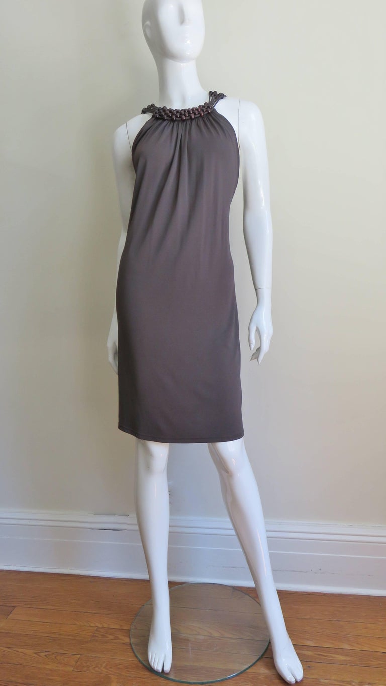 Celine Brown Cut out Back Dress with Bead Trim S/S 2003 For Sale at 1stDibs  | celine by michael kors, spider web back dress