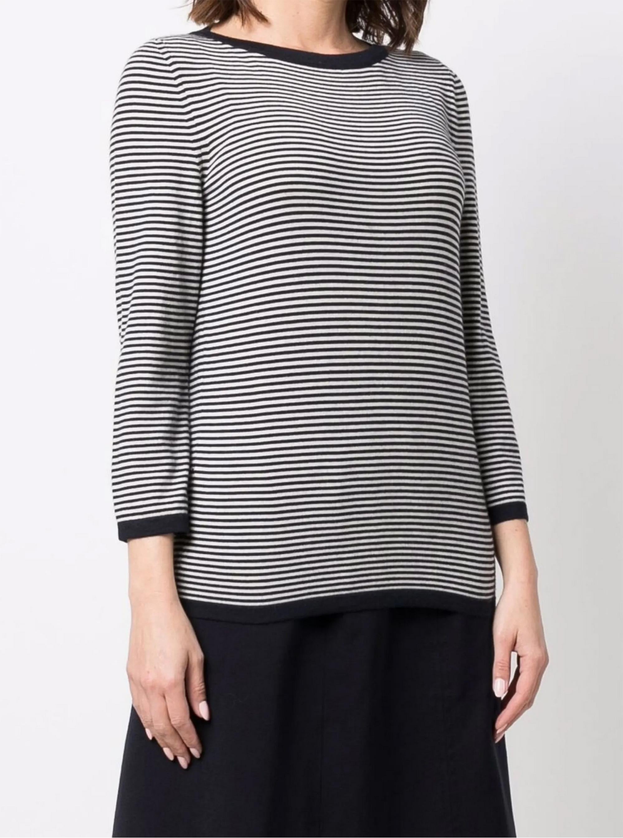 Celine Gestreifter Pullover aus Kaschmir (Schwarz) im Angebot