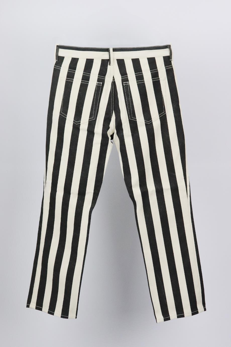 black and white striped fuzzy pants