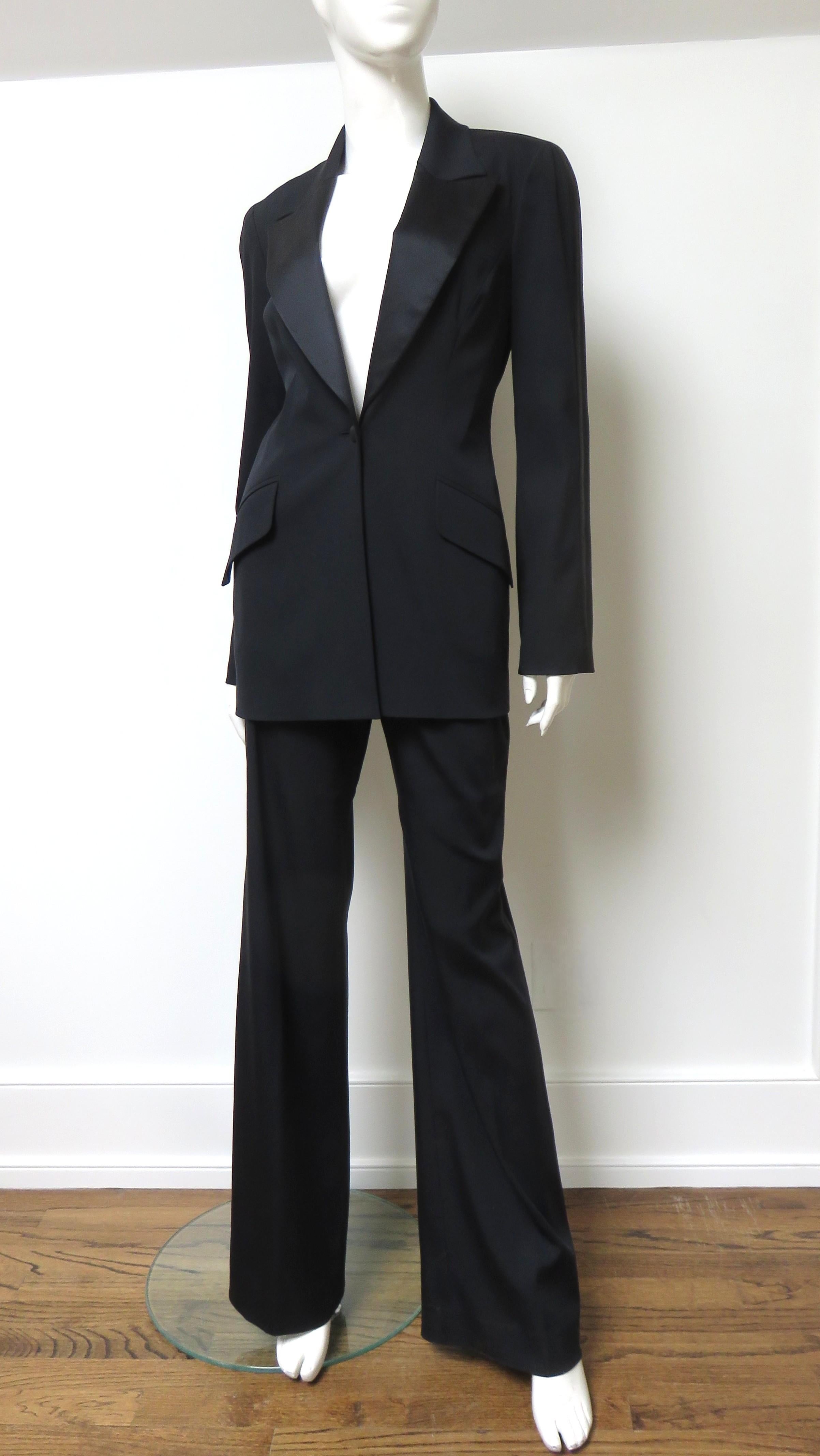 Nero Celine, abito smoking in seta sottile anni '90 in vendita