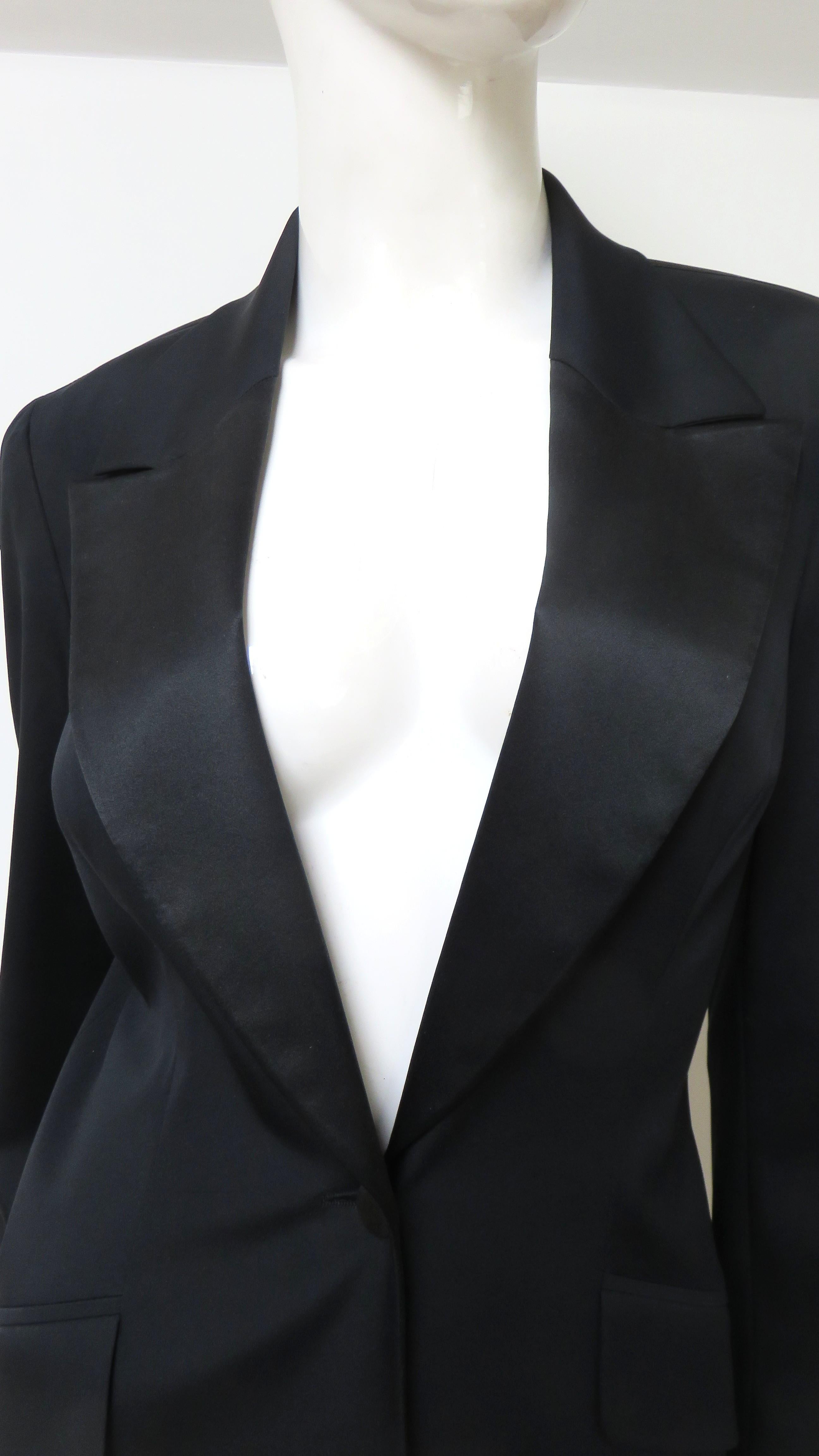 Celine, abito smoking in seta sottile anni '90 in vendita 1