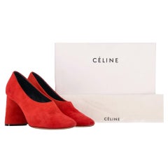 Celine Suede Block-Heel Pumps