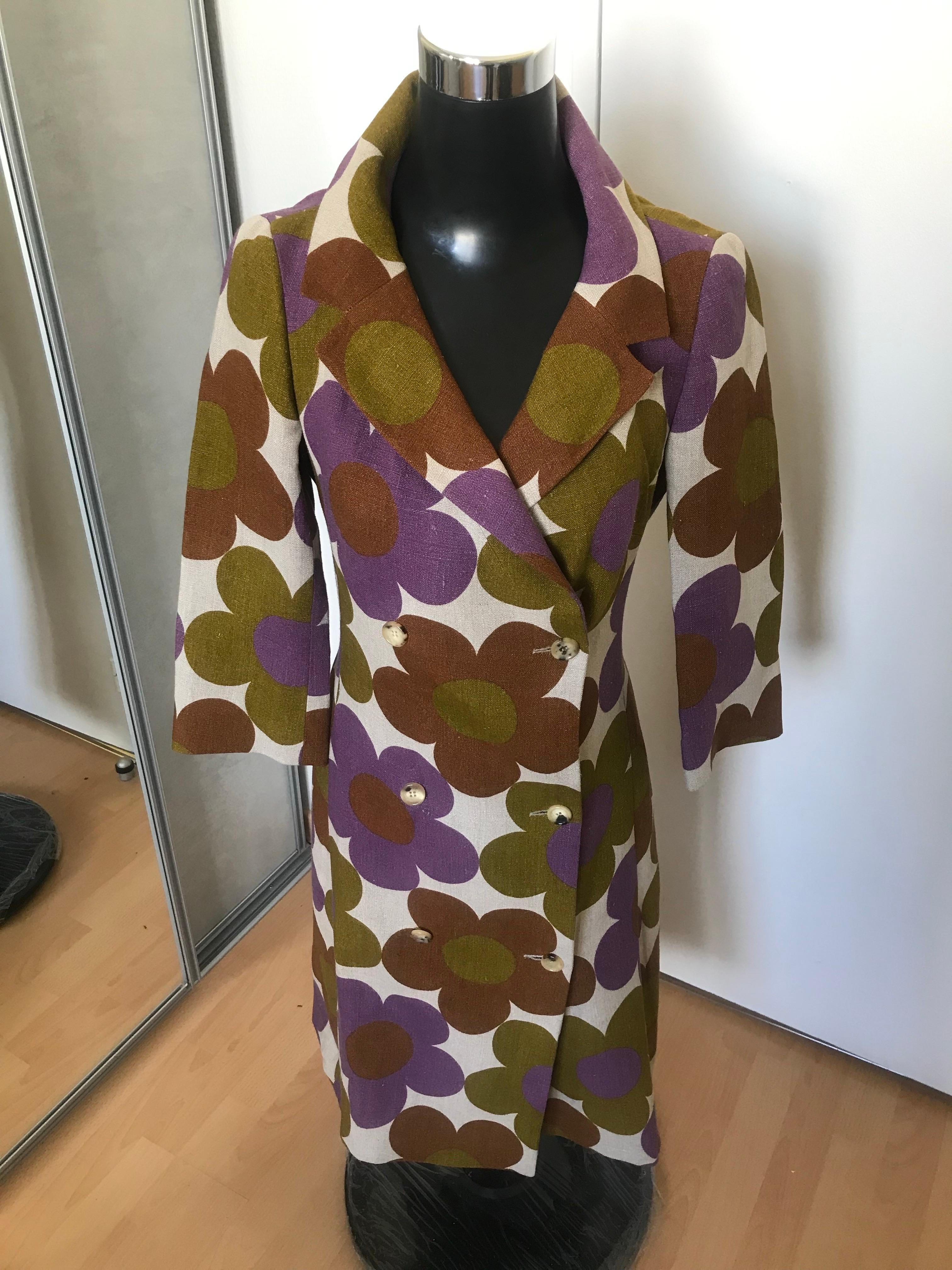 Marron CELINE. Superbe manteau en lin d'époque. Phoebe Philo. en vente