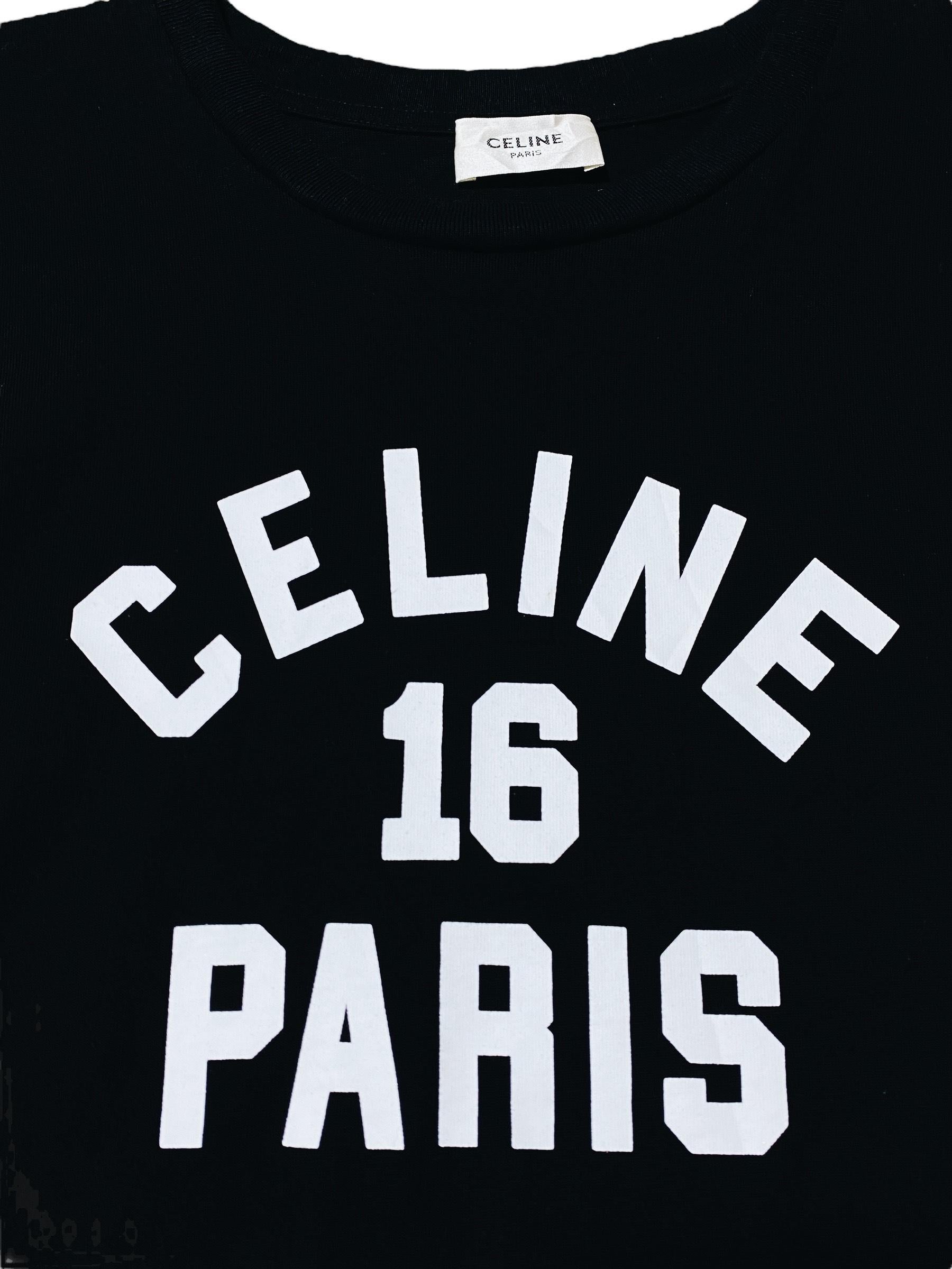 CELINE T-shirt Logo Celine 16 Paris en vente 1