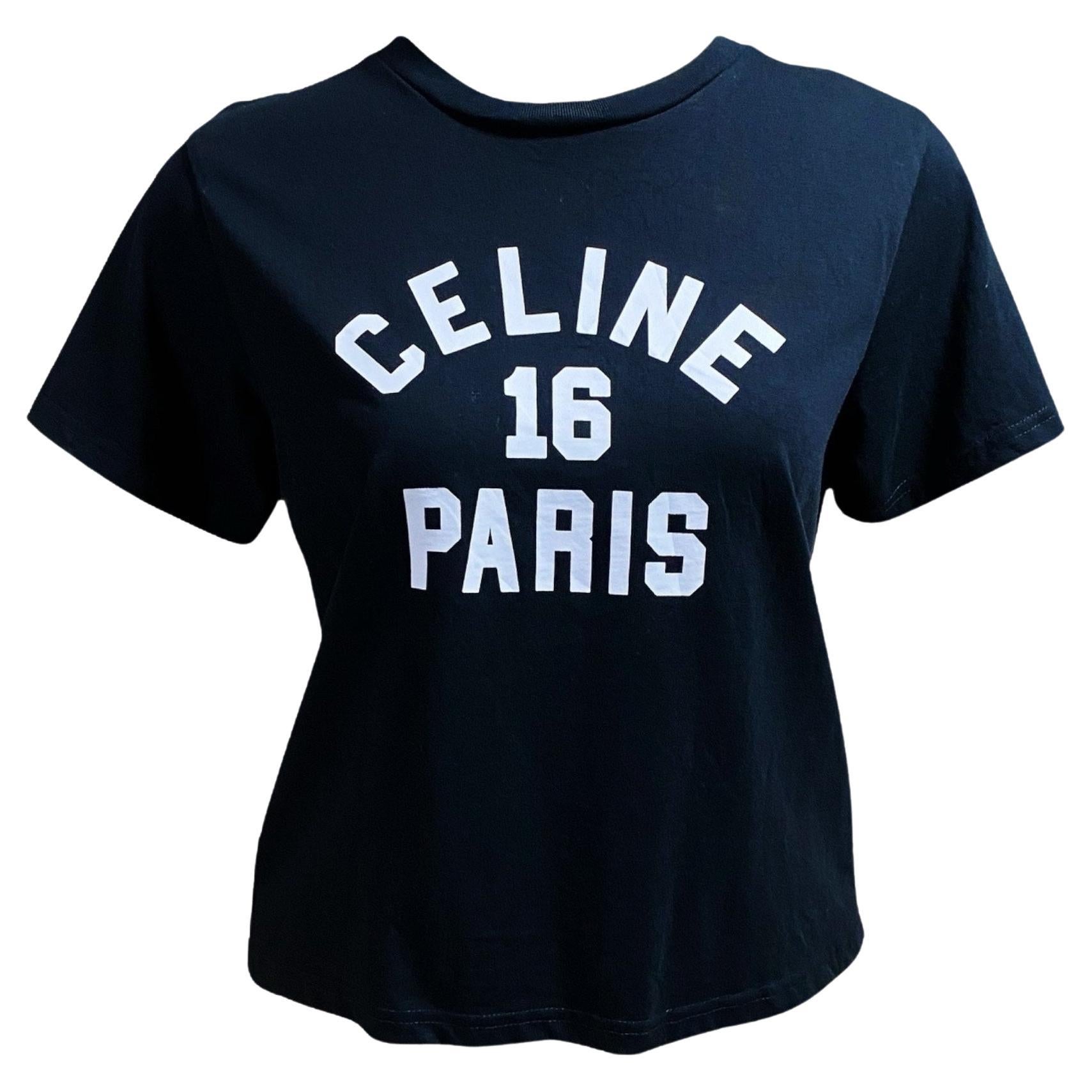 CELINE T-shirt Logo Celine 16 Paris en vente