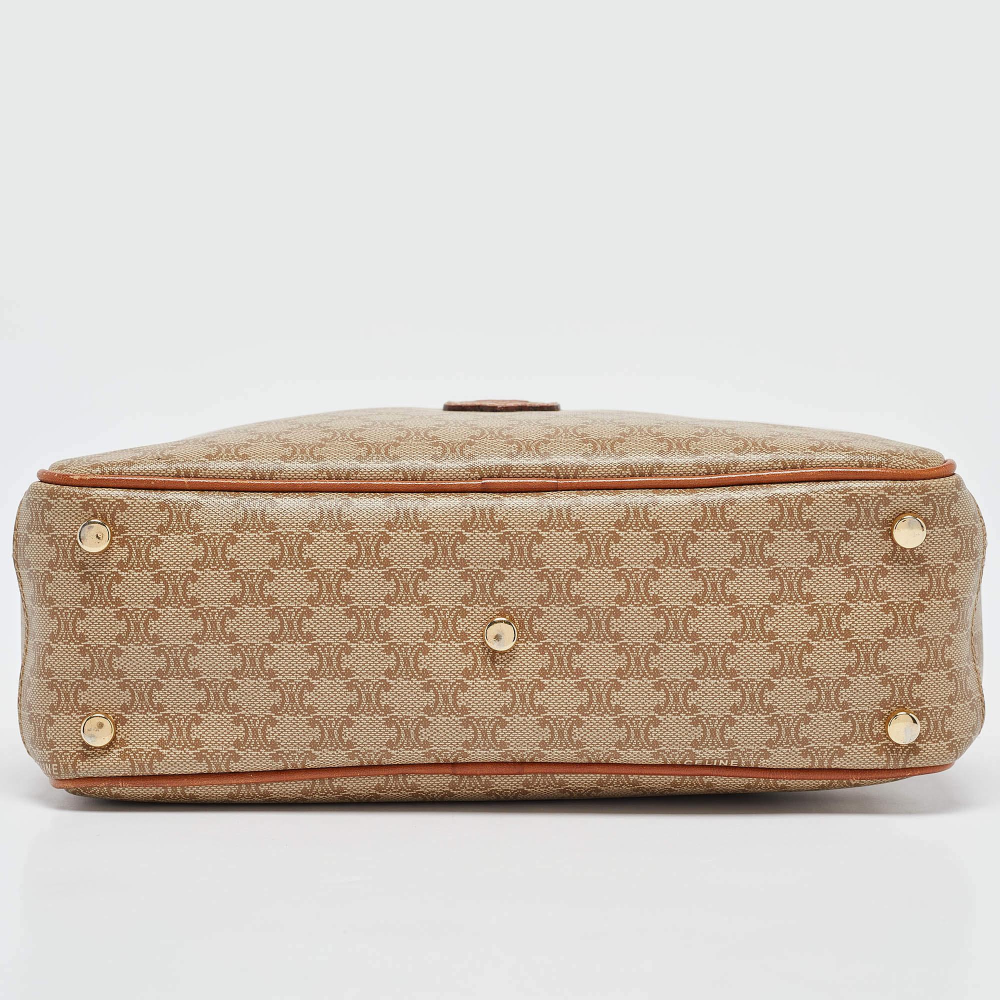 Celine Tan/Beige Macadam Coated Canvas Top Handle Bag 2