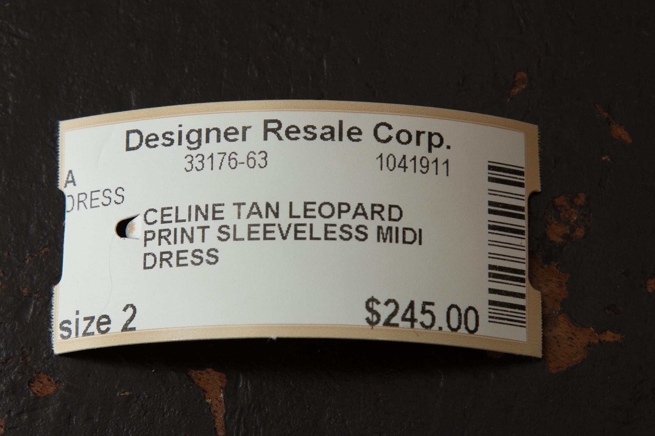 Beige Celine Tan & Black Leopard Print Virgin Wool Dress