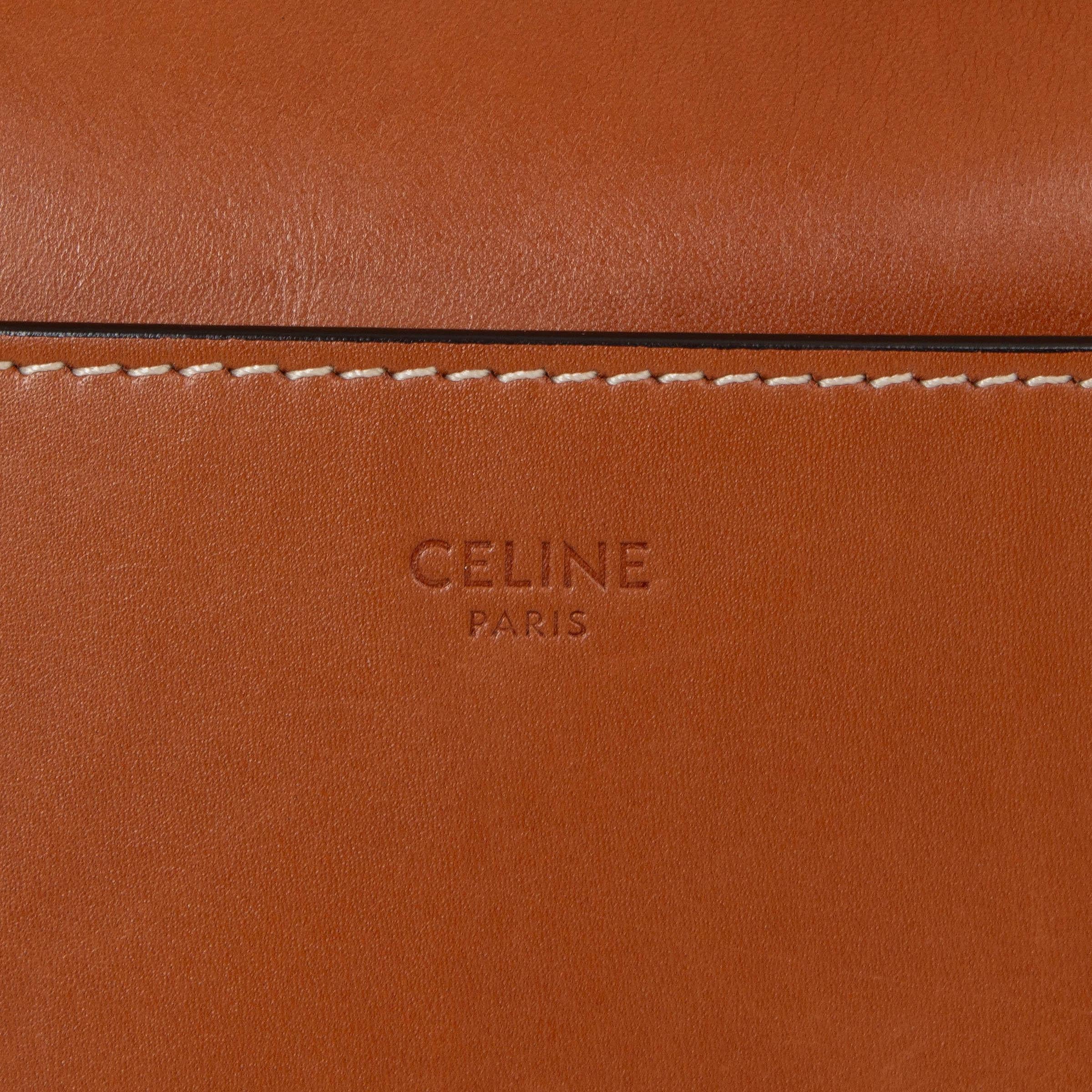 Women's CELINE tan brown leather SANGLE LARGE Bucket Shoulder Bag For Sale