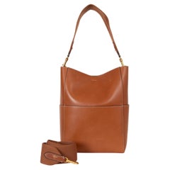 CELINE Borsa a tracolla SANGLE LARGE in pelle marrone scuro