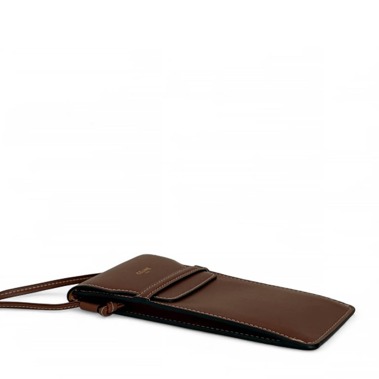 CELINE tan brown leather SUNGLASSES POUCH Crossbody Bag For  display picture 1