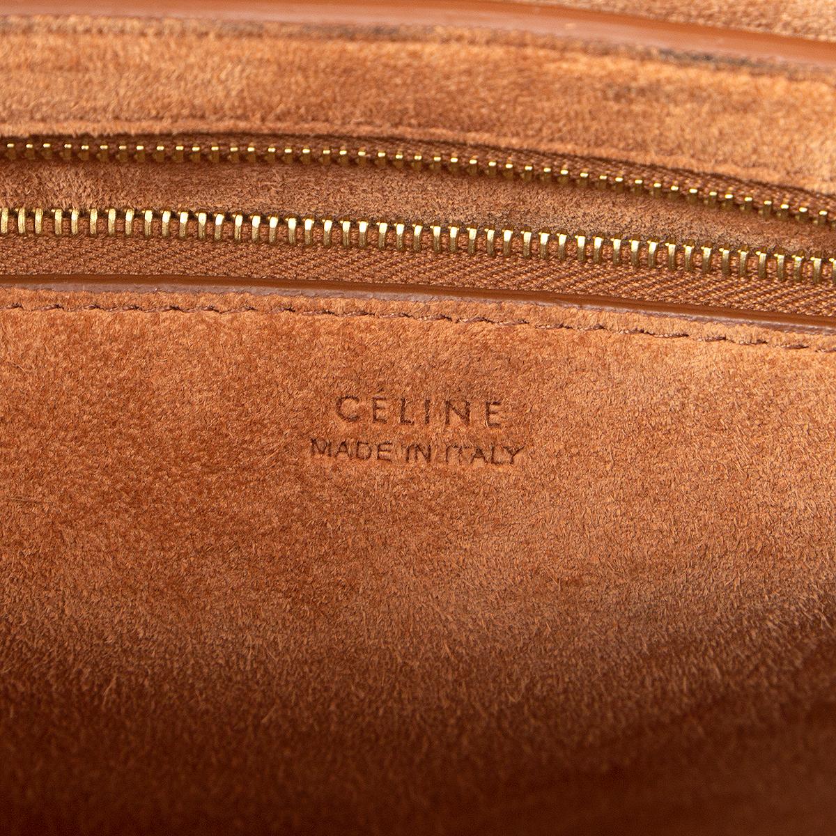 Brown CELINE Tan brown Natural Calfskin leather SANGLE BUCKET Shoulder Bag