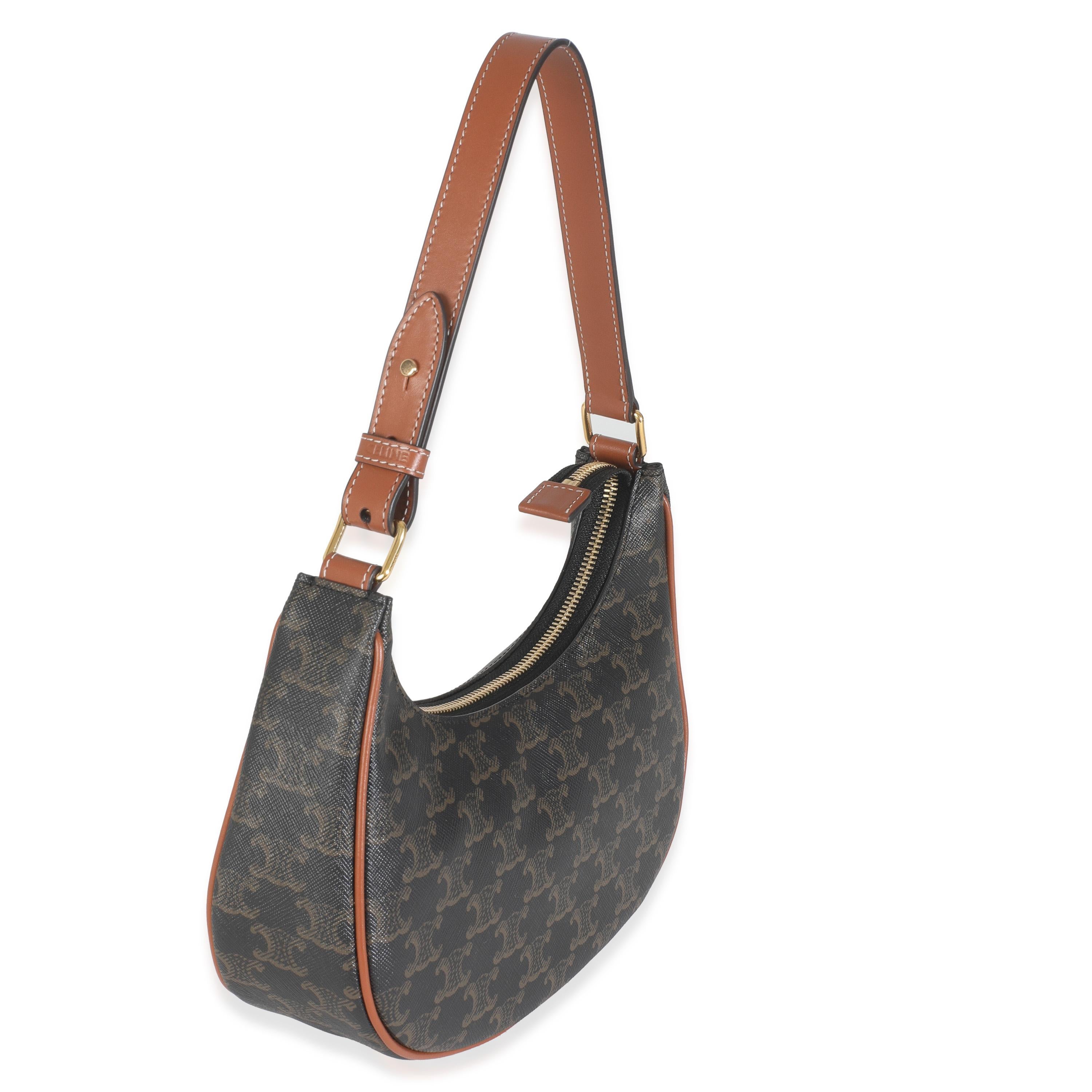 Celine Tan Kalbsleder Triomphe Canvas Ava Umhängetasche (Schwarz) im Angebot
