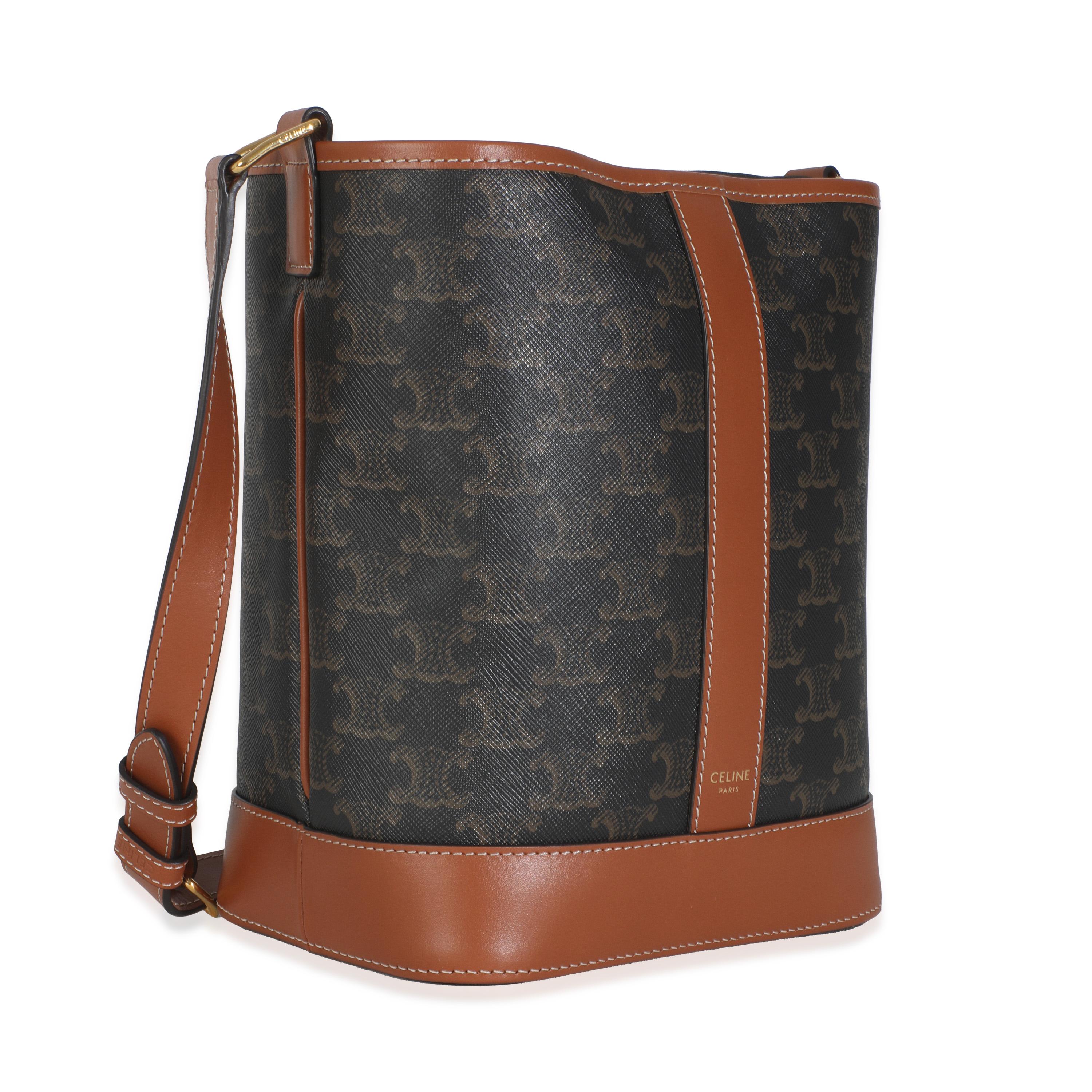 Kleine Eimertasche aus braunem Kalbsleder Triomphe Canvas von Celine (Braun) im Angebot