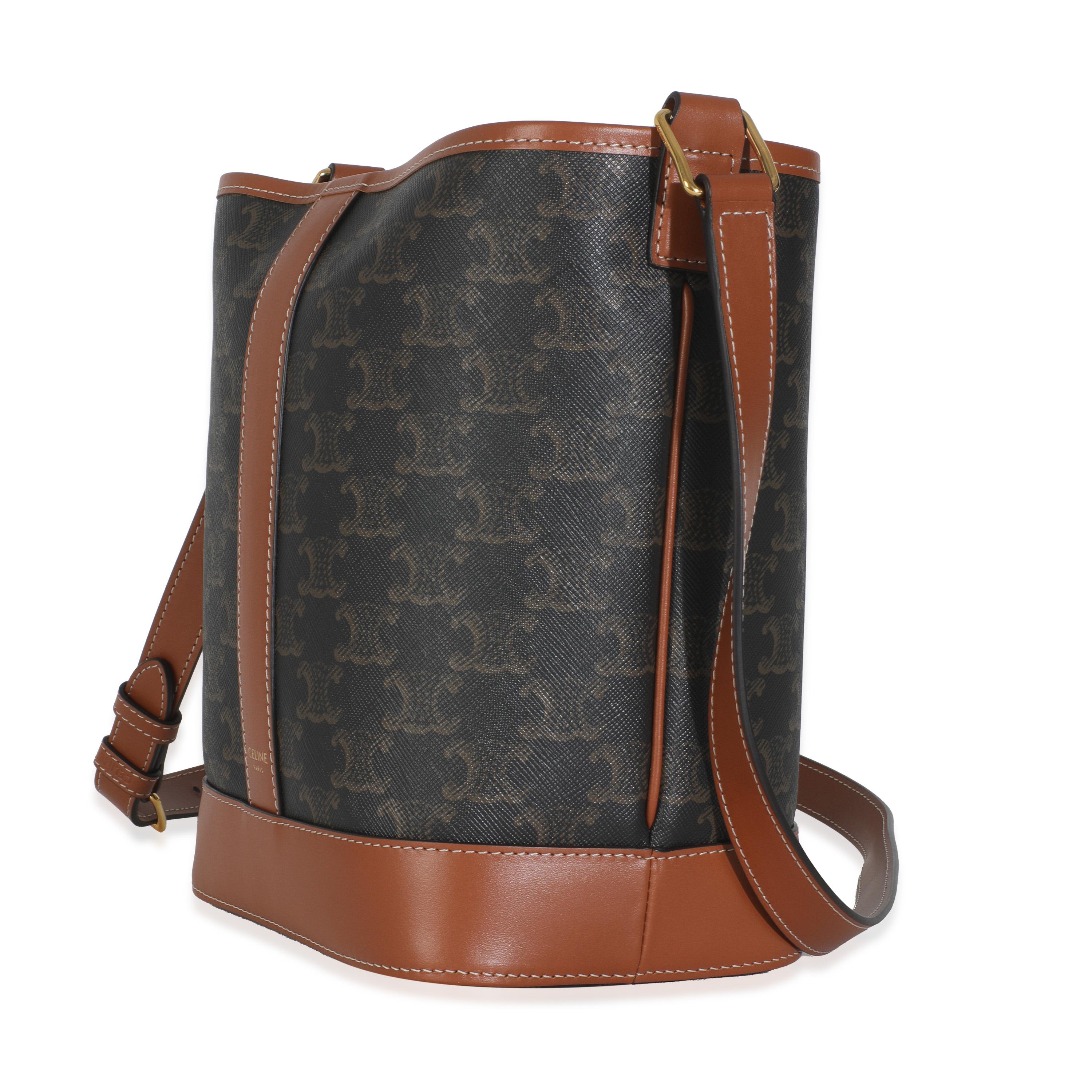 Kleine Eimertasche aus braunem Kalbsleder Triomphe Canvas von Celine im Zustand „Hervorragend“ im Angebot in New York, NY