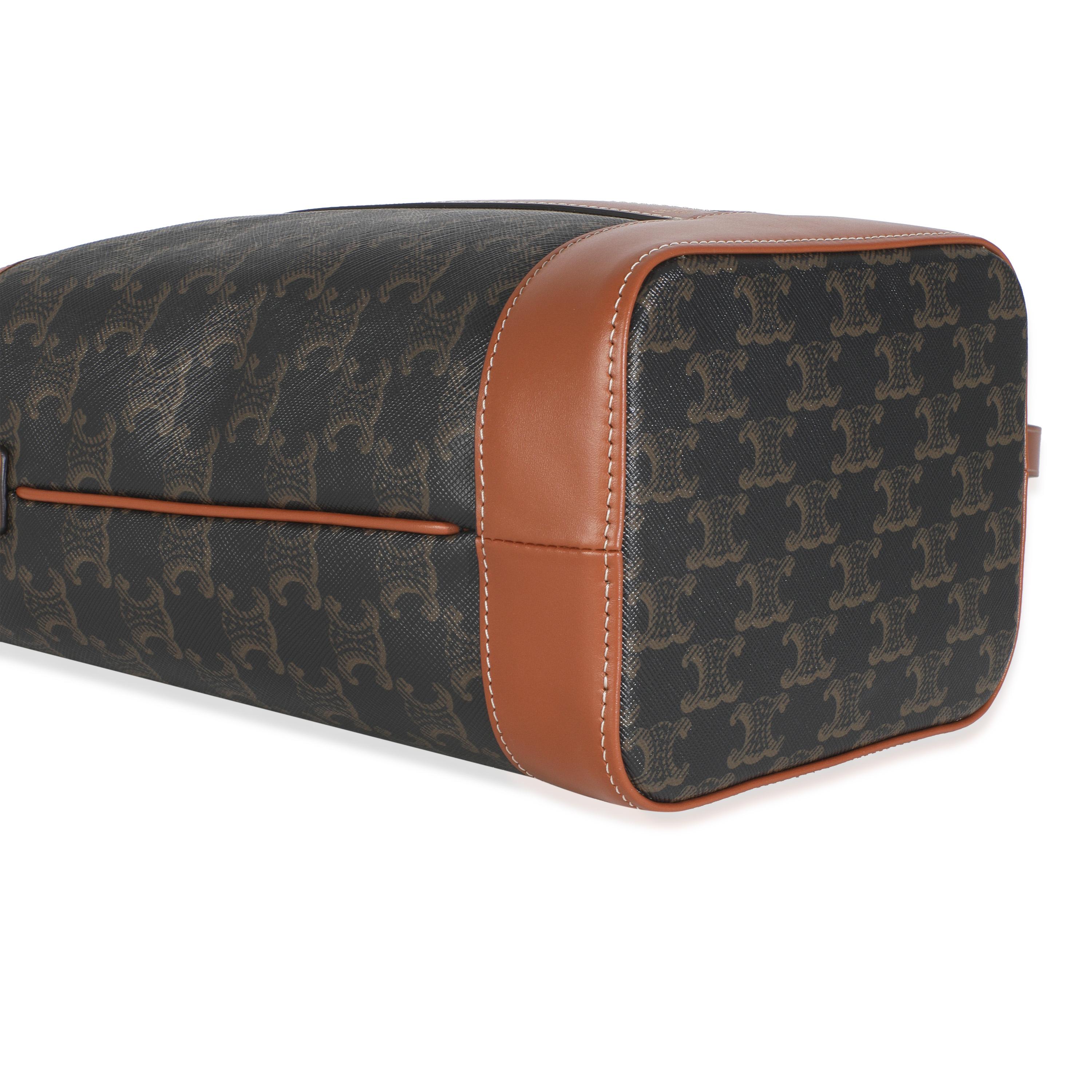 Kleine Eimertasche aus braunem Kalbsleder Triomphe Canvas von Celine für Damen oder Herren im Angebot