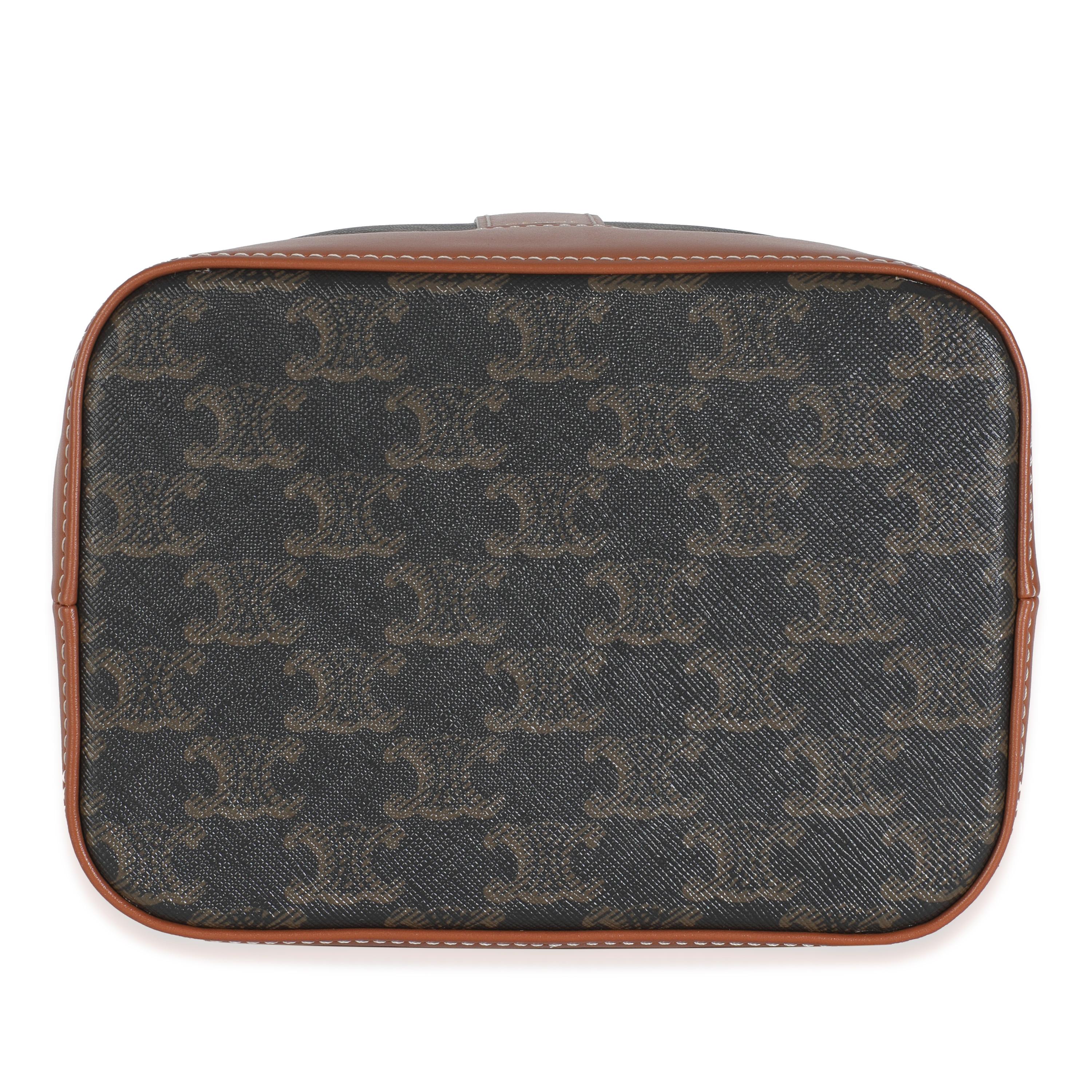Kleine Eimertasche aus braunem Kalbsleder Triomphe Canvas von Celine im Angebot 3
